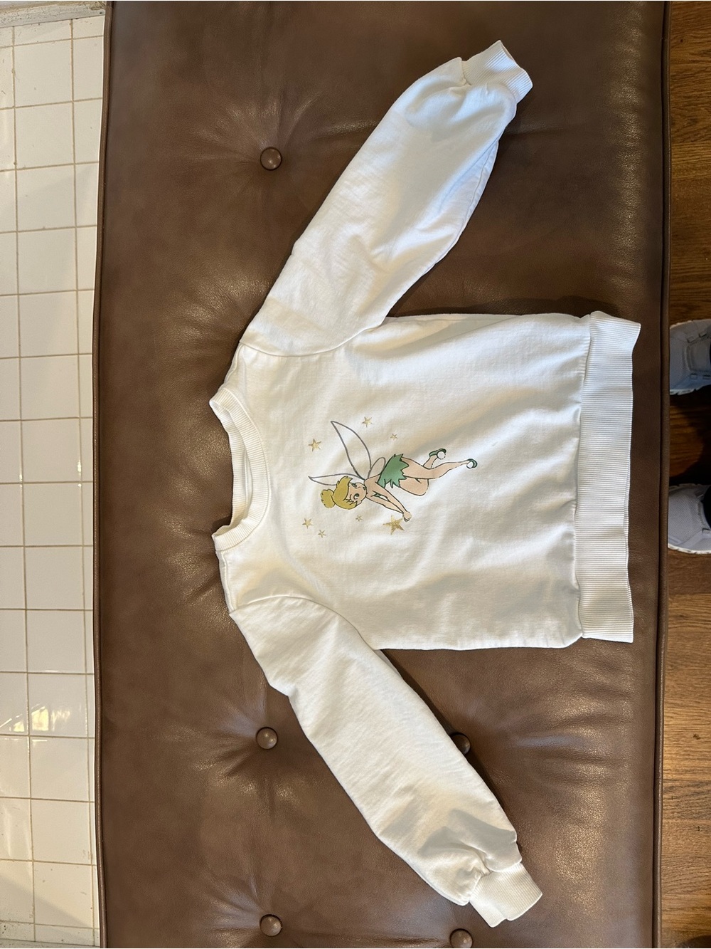 Disney / Janie and Jack Tinker Bell White Kids Sweatshirt -Classic Fairy Graphic